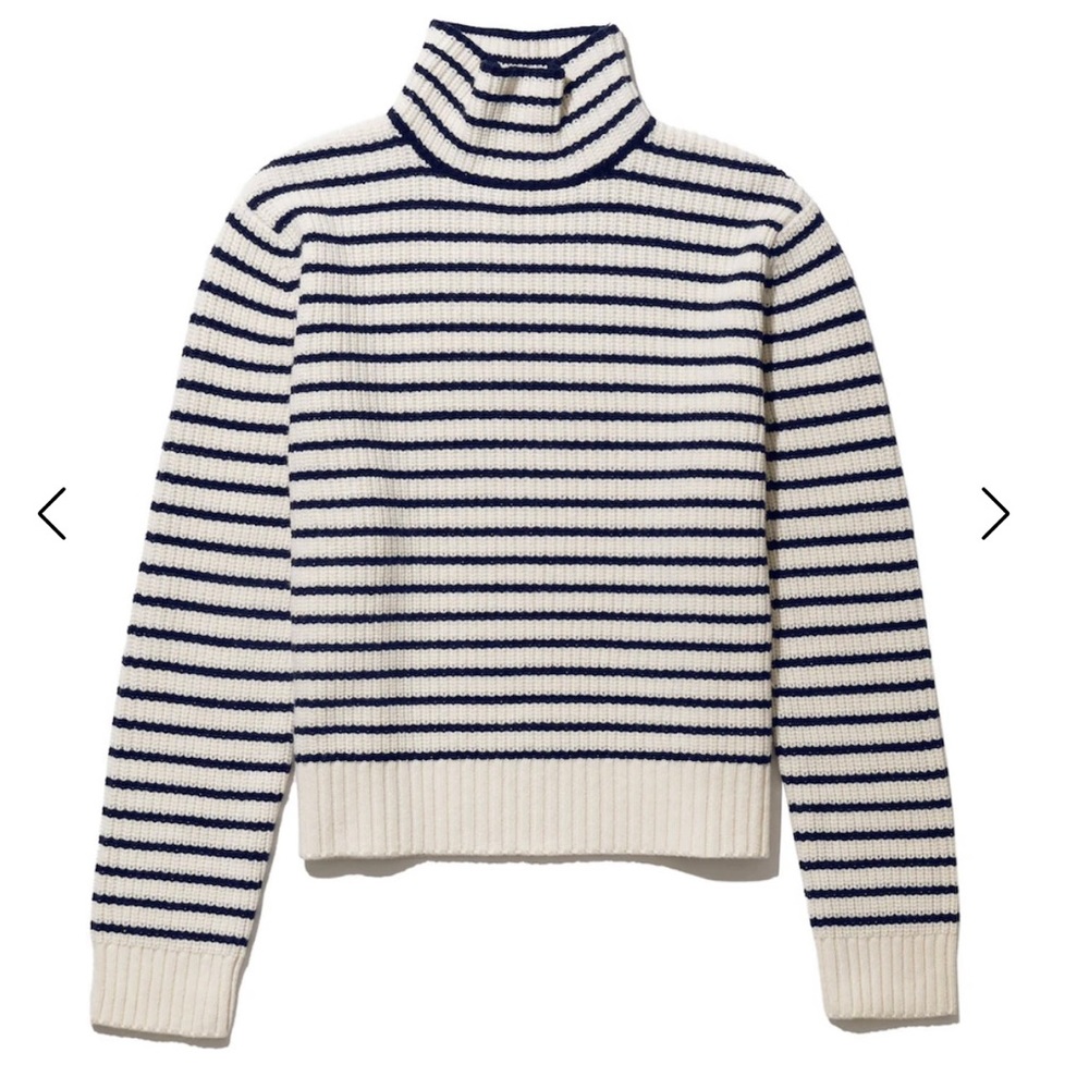 KULE The Banks white and blue striped turtleneck sweater size XS
